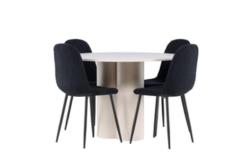 Olivia Matgrupp 110 cm Rund med 4 Polar stolar - Beige/Svart - Möbler - Bord & matgrupp - Matgrupp