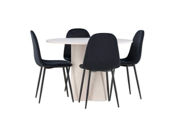 Olivia Matgrupp 110 cm Rund med 4 Polar stolar - Beige/Svart - Möbler - Bord & matgrupp - Matgrupp