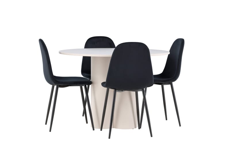 Olivia Matgrupp 110 cm Rund med 4 Polar stolar - Beige/Svart - Möbler - Bord & matgrupp - Matgrupp