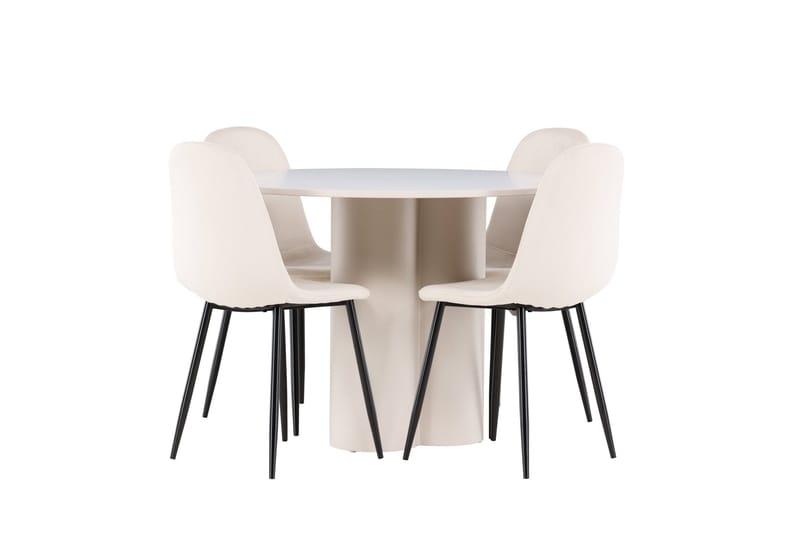 Olivia Matgrupp 110 cm Rund med 4 Polar stolar - Beige/Beige - Möbler - Bord & matgrupp - Matgrupp