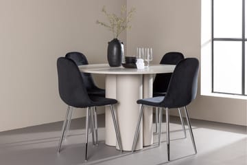 Olivia Matgrupp 110 cm Rund med 4 Polar stolar - Beige/Svart - Möbler - Bord & matgrupp - Matgrupp