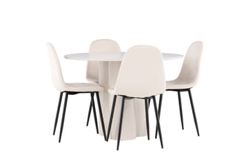 Olivia Matgrupp 110 cm Rund med 4 Polar stolar - Beige/Beige - Möbler - Bord & matgrupp - Matgrupp
