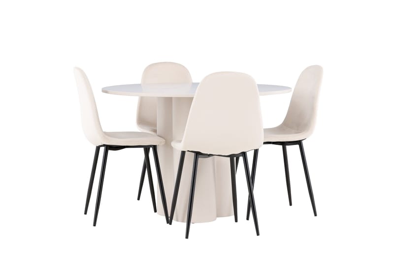 Olivia Matgrupp 110 cm Rund med 4 Polar stolar - Beige/Beige - Möbler - Bord & matgrupp - Matgrupp