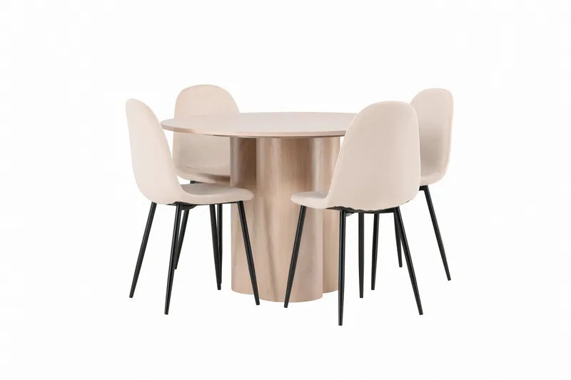 Olivia Matgrupp 110 cm Rund med 4 Polar stolar - Whitewash - Möbler - Bord & matgrupp - Matgrupp