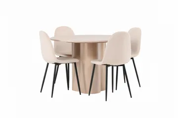 Olivia Matgrupp 110 cm Rund med 4 Polar stolar - Whitewash - Möbler - Bord & matgrupp - Matgrupp