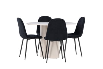 Olivia Matgrupp 110 cm Rund med 4 Polar stolar - Beige/Svart - Möbler - Bord & matgrupp - Matgrupp