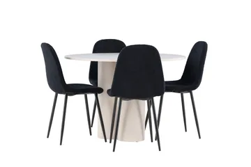 Olivia Matgrupp 110 cm Rund med 4 Polar stolar - Beige/Svart - Möbler - Bord & matgrupp - Matgrupp