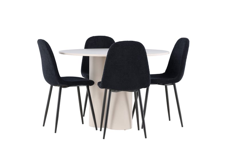 Olivia Matgrupp 110 cm Rund med 4 Polar stolar - Beige/Svart - Möbler - Bord & matgrupp - Matgrupp