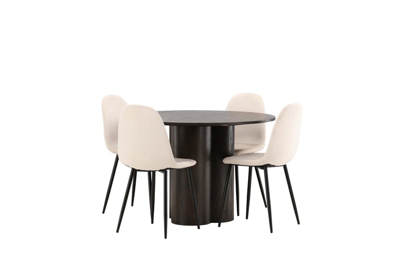 Olivia Matgrupp 110 cm Rund med 4 Polar stolar - Beige - Möbler - Bord & matgrupp - Matgrupp