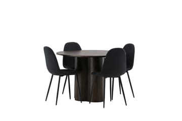 Olivia Matgrupp 110 cm Rund med 4 Polar stolar - Svart - Möbler - Bord & matgrupp - Matgrupp