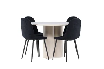 Olivia Matgrupp 110 cm Rund med 4 Polar stolar - Beige/Svart - Möbler - Bord & matgrupp - Matgrupp