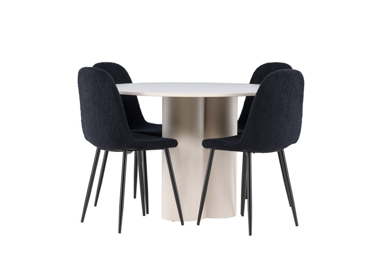 Olivia Matgrupp 110 cm Rund med 4 Polar stolar - Beige/Svart - Möbler - Bord & matgrupp - Matgrupp