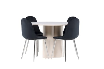 Olivia Matgrupp 110 cm Rund med 4 Polar stolar - Beige/Svart - Möbler - Bord & matgrupp - Matgrupp