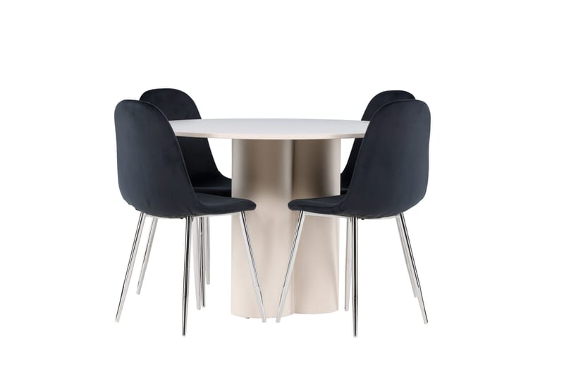 Olivia Matgrupp 110 cm Rund med 4 Polar stolar - Beige/Svart - Möbler - Bord & matgrupp - Matgrupp
