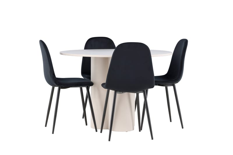 Olivia Matgrupp 110 cm Rund med 4 Polar stolar - Beige/Svart - Möbler - Bord & matgrupp - Matgrupp