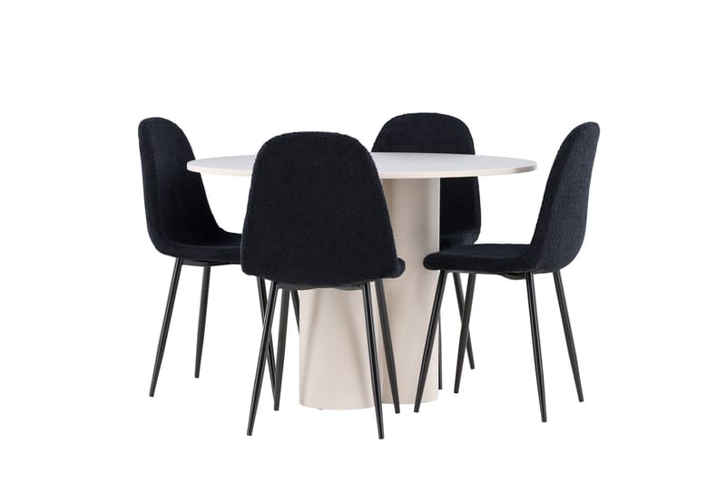 Olivia Matgrupp 110 cm Rund med 4 Polar stolar - Beige/Svart - Möbler - Bord & matgrupp - Matgrupp