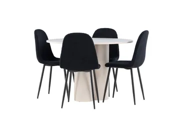 Olivia Matgrupp 110 cm Rund med 4 Polar stolar - Beige/Svart - Möbler - Bord & matgrupp - Matgrupp