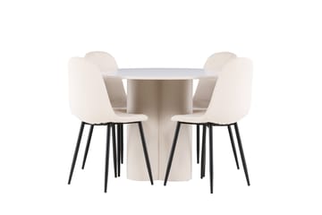 Olivia Matgrupp 110 cm Rund med 4 Polar stolar - Beige/Beige - Möbler - Bord & matgrupp - Matgrupp
