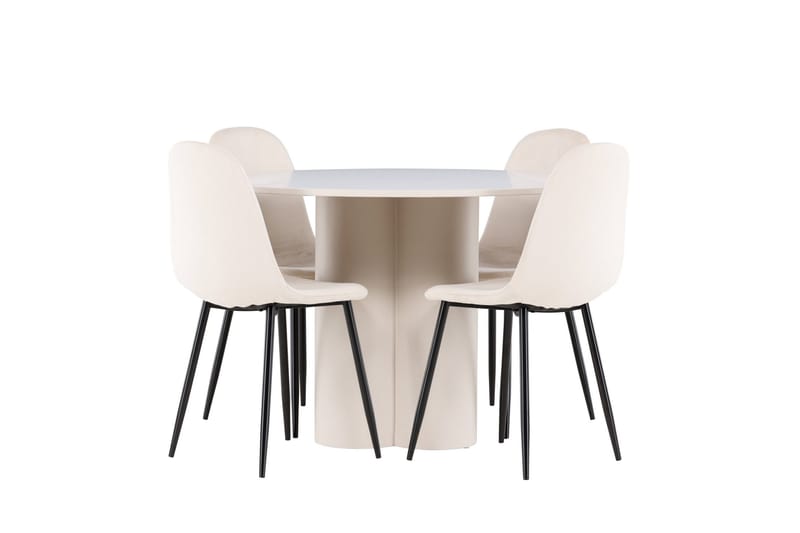 Olivia Matgrupp 110 cm Rund med 4 Polar stolar - Beige/Beige - Möbler - Bord & matgrupp - Matgrupp
