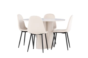 Olivia Matgrupp 110 cm Rund med 4 Polar stolar - Beige/Beige - Möbler - Bord & matgrupp - Matgrupp