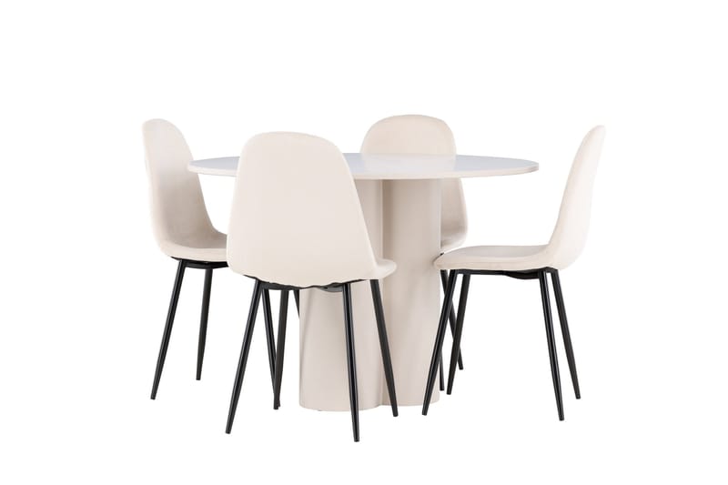 Olivia Matgrupp 110 cm Rund med 4 Polar stolar - Beige/Beige - Möbler - Bord & matgrupp - Matgrupp
