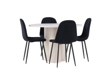 Olivia Matgrupp 110 cm Rund med 4 Polar stolar - Beige/Svart - Möbler - Bord & matgrupp - Matgrupp