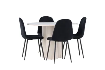 Olivia Matgrupp 110 cm Rund med 4 Polar stolar - Beige/Svart - Möbler - Bord & matgrupp - Matgrupp