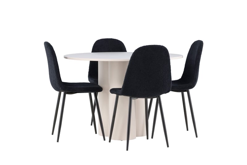 Olivia Matgrupp 110 cm Rund med 4 Polar stolar - Beige/Svart - Möbler - Bord & matgrupp - Matgrupp