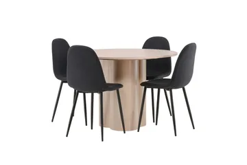 Olivia Matgrupp 110 cm Rund med 4 Polar stolar - Whitewash - Möbler - Bord & matgrupp - Matgrupp