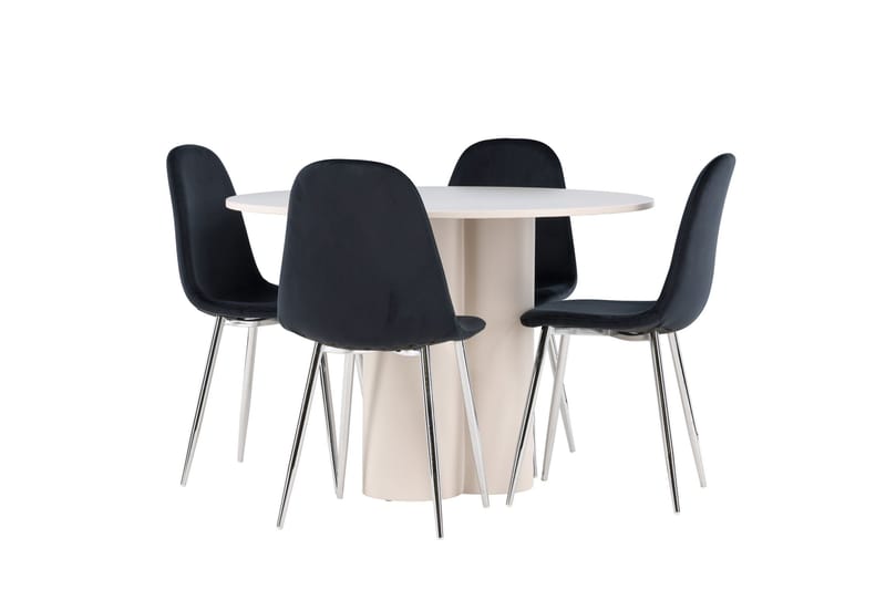 Olivia Matgrupp 110 cm Rund med 4 Polar stolar - Beige/Svart - Möbler - Bord & matgrupp - Matgrupp