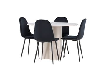 Olivia Matgrupp 110 cm Rund med 4 Polar stolar - Beige/Svart - Möbler - Bord & matgrupp - Matgrupp