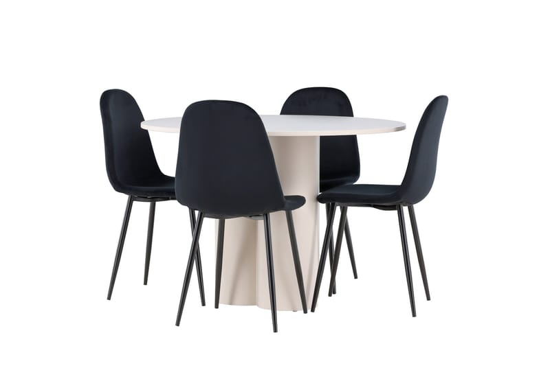Olivia Matgrupp 110 cm Rund med 4 Polar stolar - Beige/Svart - Möbler - Bord & matgrupp - Matgrupp