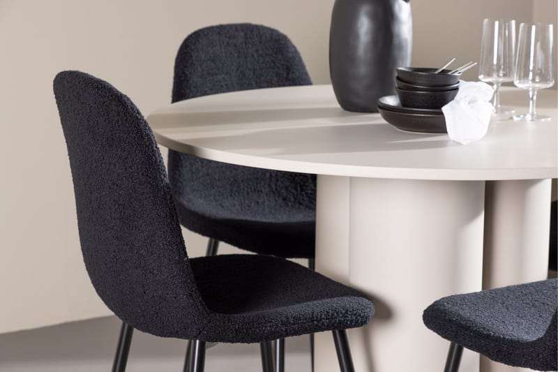 Olivia Matgrupp 110 cm Rund med 4 Polar stolar - Beige/Svart - Möbler - Bord & matgrupp - Matgrupp