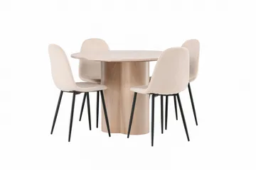 Olivia Matgrupp 110 cm Rund med 4 Polar stolar - Whitewash - Möbler - Bord & matgrupp - Matgrupp