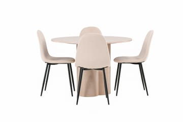 Olivia Matgrupp 110 cm Rund med 4 Polar stolar - Whitewash - Möbler - Bord & matgrupp - Matgrupp