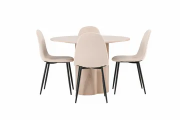 Olivia Matgrupp 110 cm Rund med 4 Polar stolar - Whitewash - Möbler - Bord & matgrupp - Matgrupp