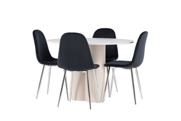 Olivia Matgrupp 110 cm Rund med 4 Polar stolar - Beige/Svart - Möbler - Bord & matgrupp - Matgrupp