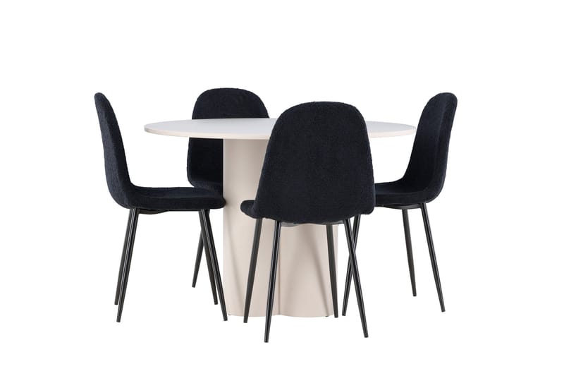 Olivia Matgrupp 110 cm Rund med 4 Polar stolar - Beige/Svart - Möbler - Bord & matgrupp - Matgrupp