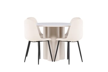Olivia Matgrupp 110 cm Rund med 4 Polar stolar - Beige/Beige - Möbler - Bord & matgrupp - Matgrupp