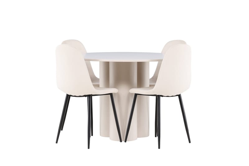 Olivia Matgrupp 110 cm Rund med 4 Polar stolar - Beige/Beige - Möbler - Bord & matgrupp - Matgrupp