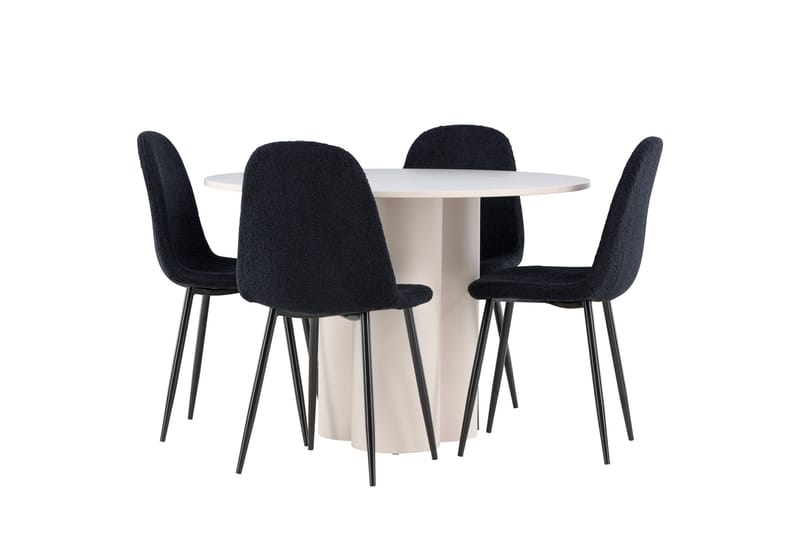 Olivia Matgrupp 110 cm Rund med 4 Polar stolar - Beige/Svart - Möbler - Bord & matgrupp - Matgrupp