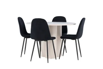Olivia Matgrupp 110 cm Rund med 4 Polar stolar - Beige/Svart - Möbler - Bord & matgrupp - Matgrupp