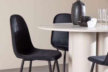 Olivia Matgrupp 110 cm Rund med 4 Polar stolar - Beige/Svart - Möbler - Bord & matgrupp - Matgrupp