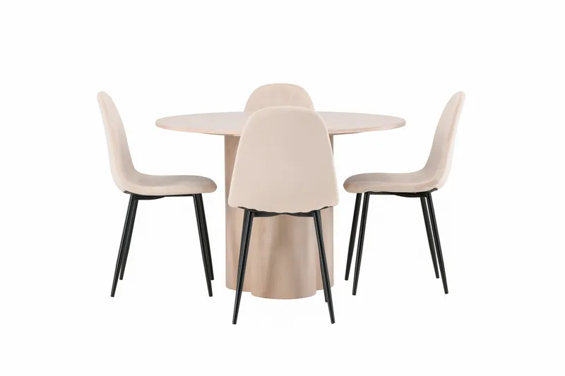 Olivia Matgrupp 110 cm Rund med 4 Polar stolar, Whitewash