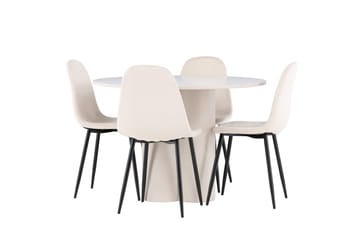 Olivia Matgrupp 110 cm Rund med 4 Polar stolar - Beige/Beige - Möbler - Bord & matgrupp - Matgrupp