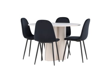 Olivia Matgrupp 110 cm Rund med 4 Polar stolar - Beige/Svart - Möbler - Bord & matgrupp - Matgrupp
