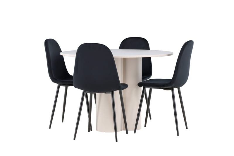 Olivia Matgrupp 110 cm Rund med 4 Polar stolar - Beige/Svart - Möbler - Bord & matgrupp - Matgrupp