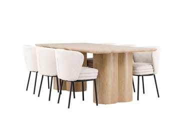 Olivia Matgrupp 210 cm Rektangulär med 6 Agnes stolar - Whitewash/Vit - Möbler - Bord & matgrupp - Matgrupp