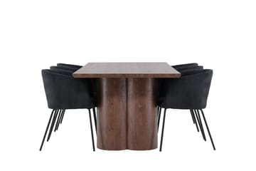 Olivia Matgrupp 210 cm Rektangulär med 6 Berit stolar - Mocca/Svart - Möbler - Bord & matgrupp - Matgrupp