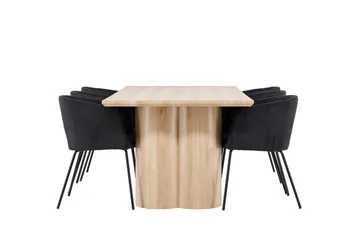 Olivia Matgrupp 210 cm Rektangulär med 6 Berit stolar - Whitewash/Svart - Möbler - Bord & matgrupp - Matgrupp